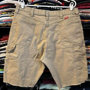 Vintage Y2K Wrangler Men Size 38‎ Carpenter Workwear Cutoff Shorts 12" Inseam